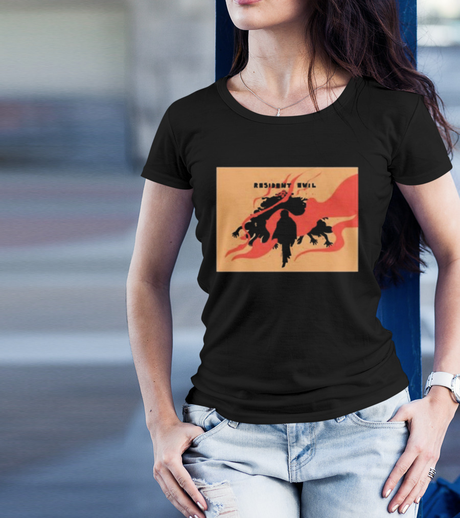 Resident Evil Silhouette Shadow Red Flames T-Shirt