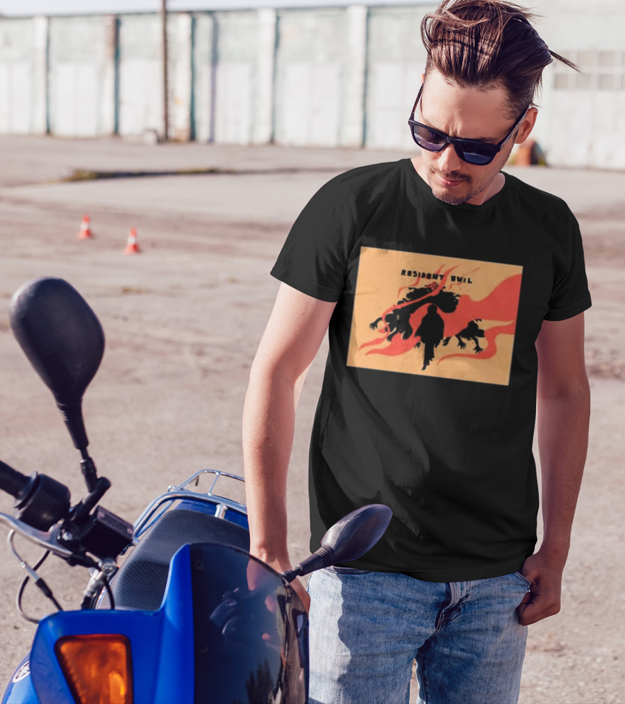 Resident Evil Silhouette Shadow Red Flames T-Shirt