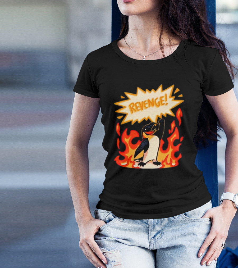 Hazbin Hotel Helluva Boss Revenge Penguin In Flames T-Shirt