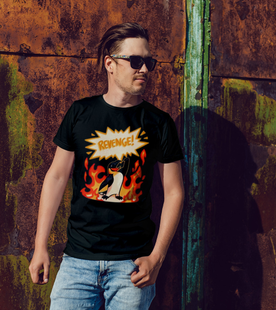 Hazbin Hotel Helluva Boss Revenge Penguin In Flames T-Shirt