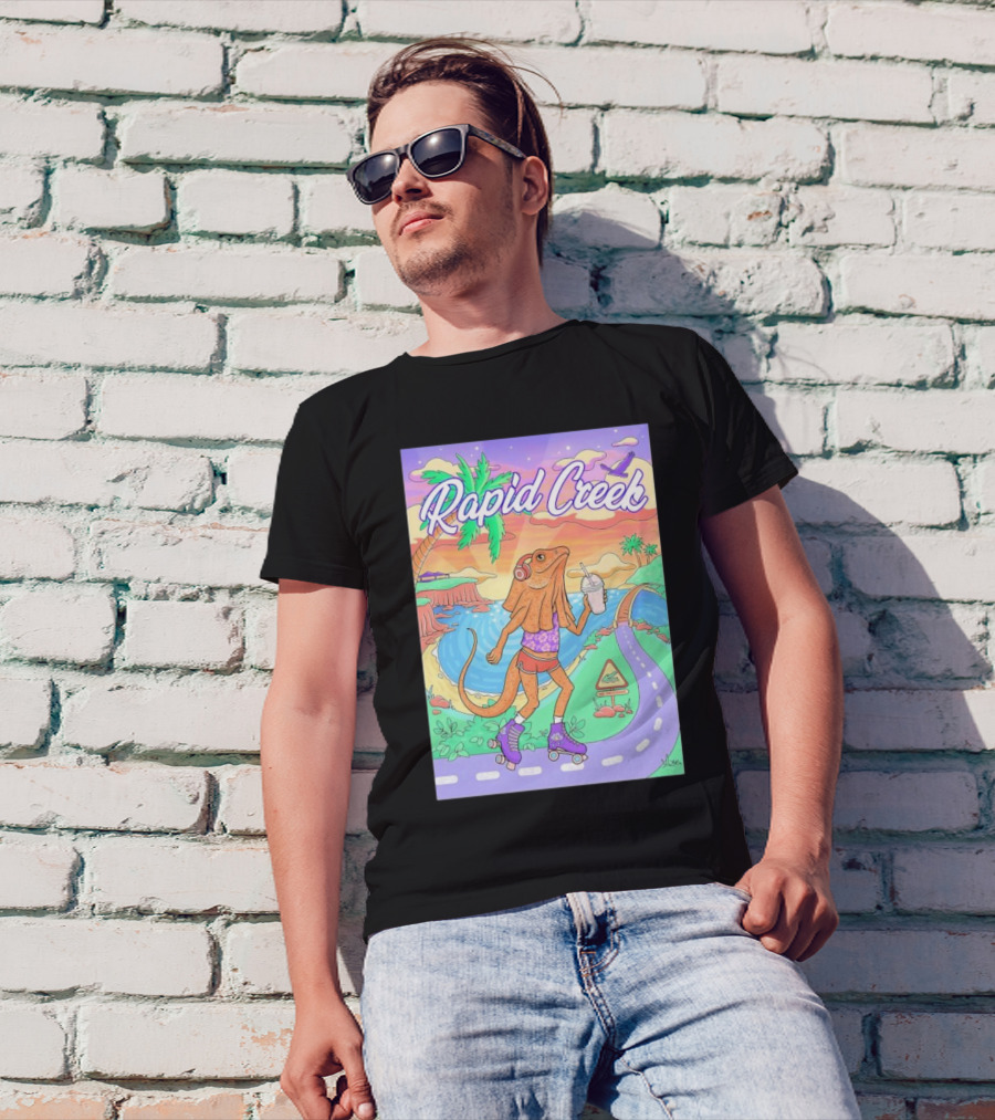 Rapid Creek Skateboarding Lizard Wizard With Headphones And Smoothie T-Shirt