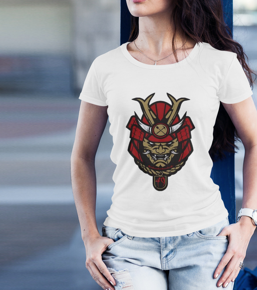San Francisco 49ers Samurai Head With Crossed Axes And Number 49 T-Shirt
