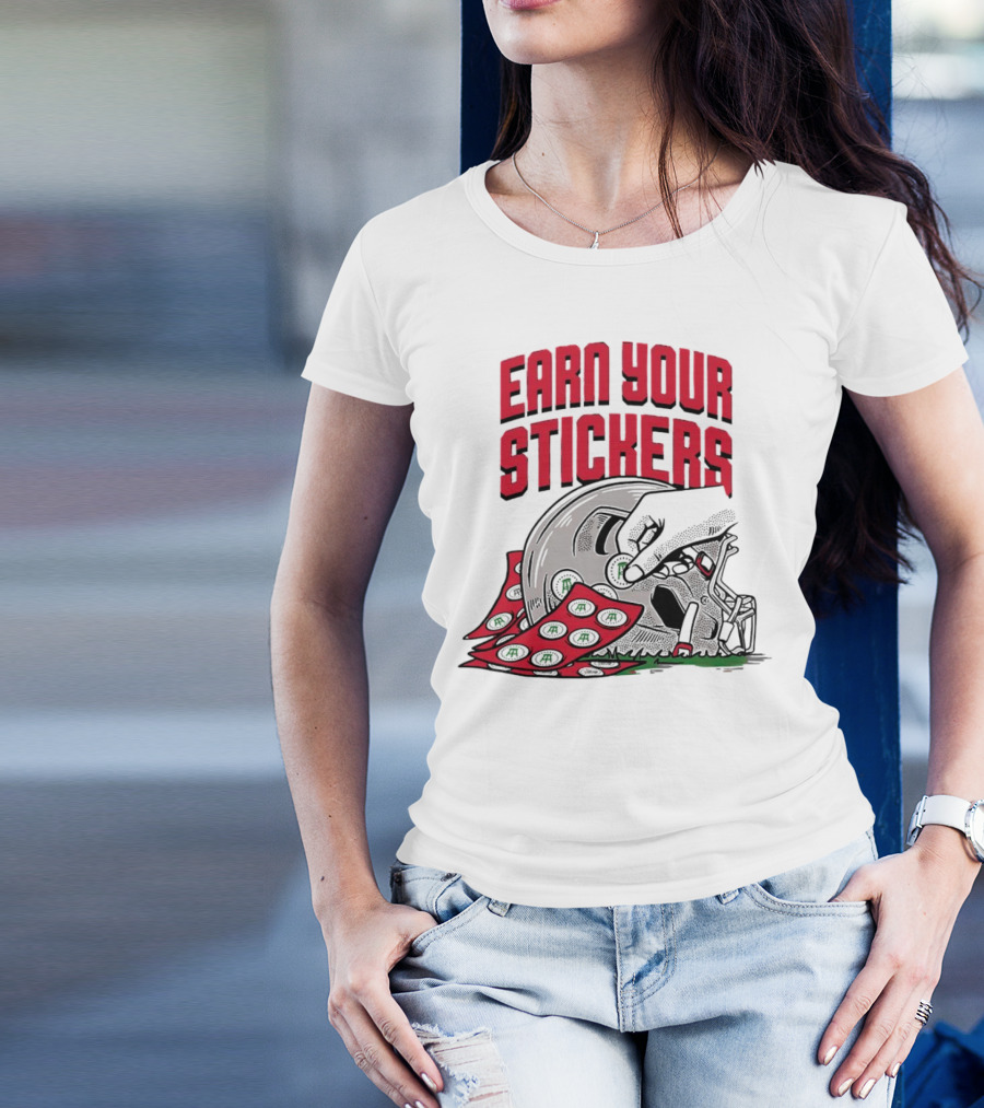 Ohio State Buckeyes Earn Your Stickers Helmet Skull Football T-Shirt