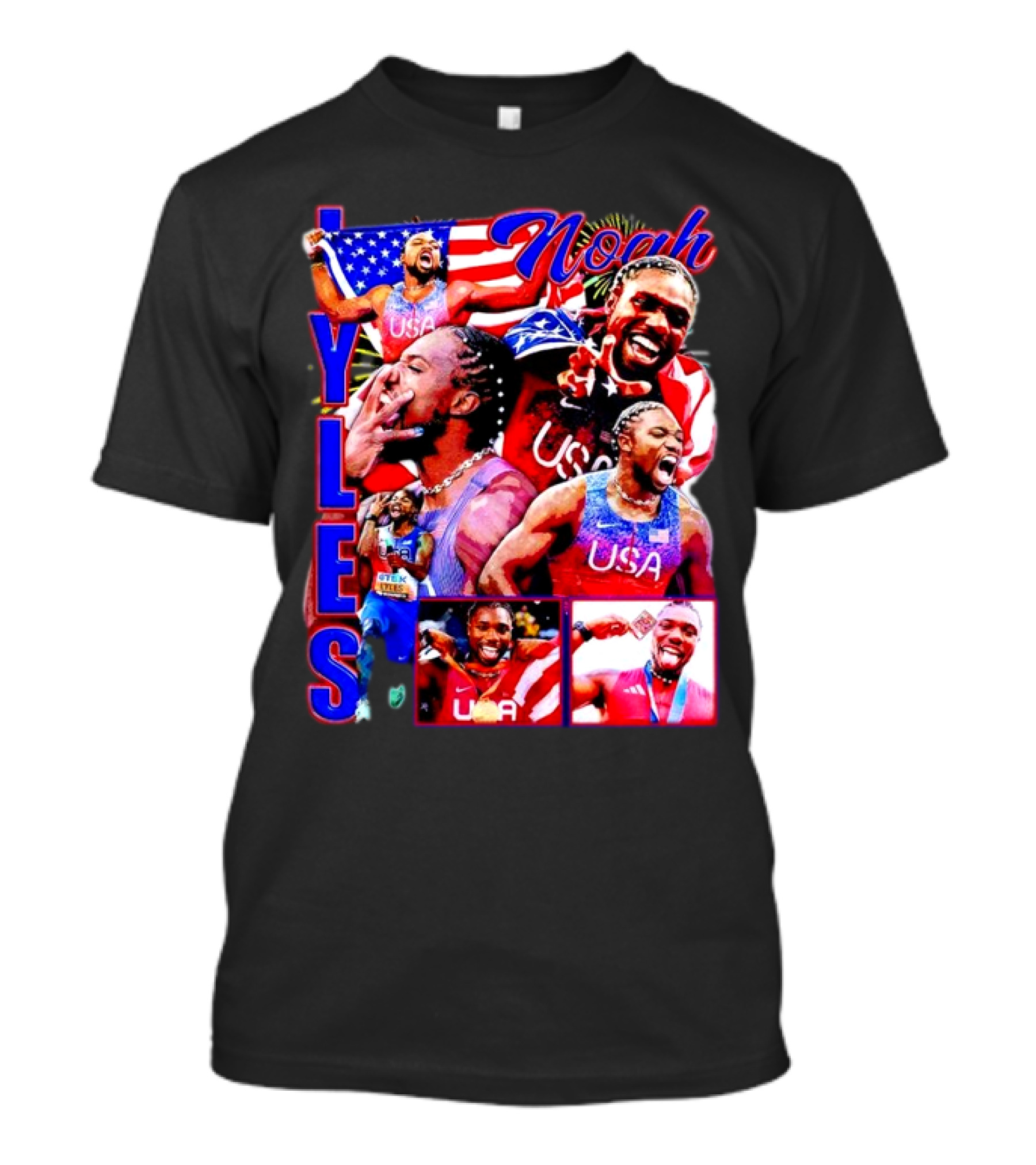 Olympic 2024 USA Noah Lyles Retro T-Shirt