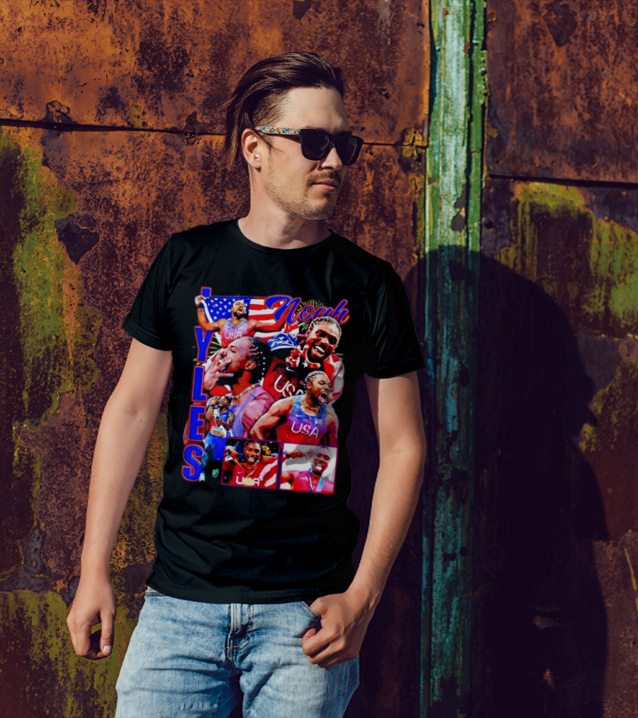 Olympic 2024 USA Noah Lyles Retro T-Shirt