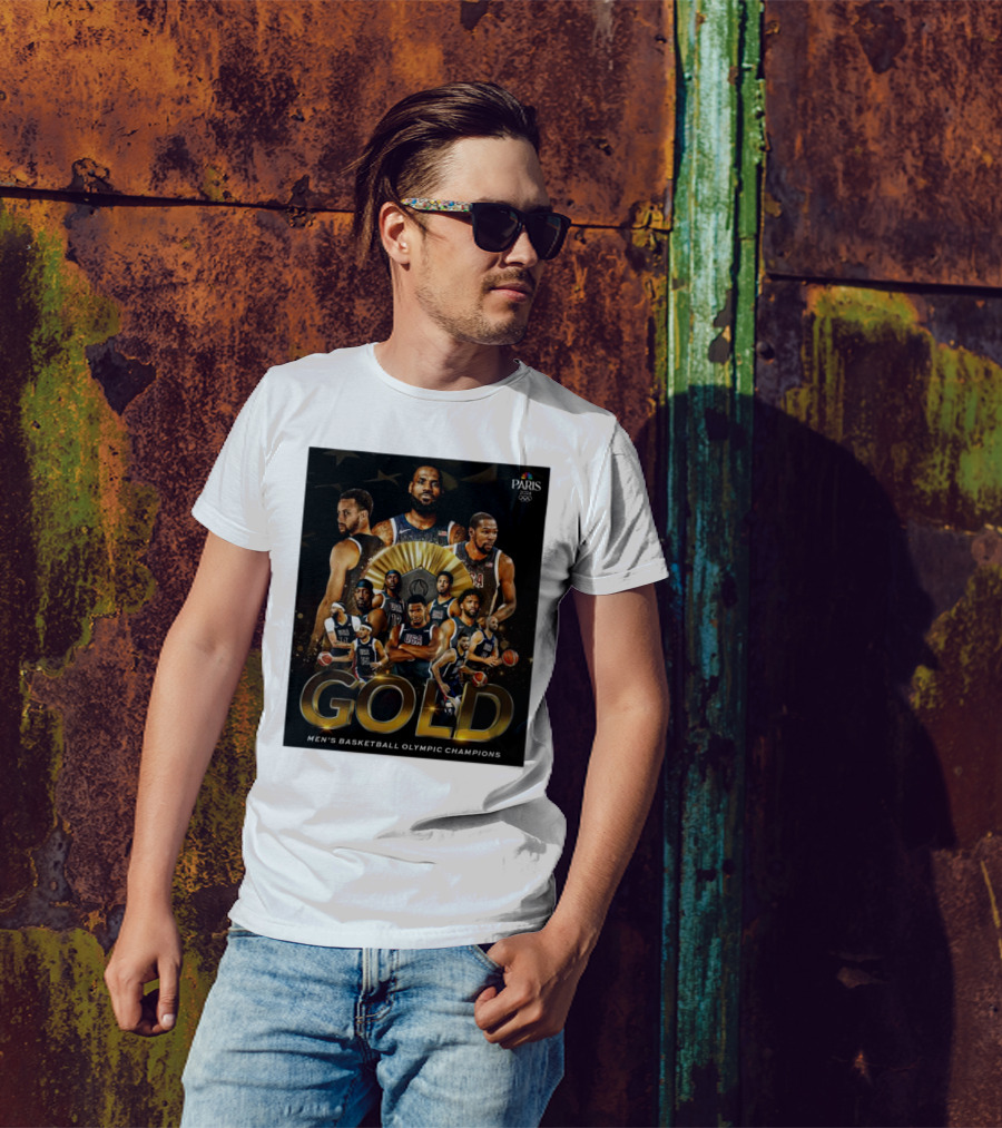 Paris 2024 Gold Men's Basketball Olympic Champions USA T-Shirt