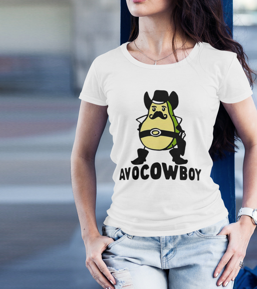 Avocowboy Avocado X Cowboy Character With Hat And Mustache T-Shirt