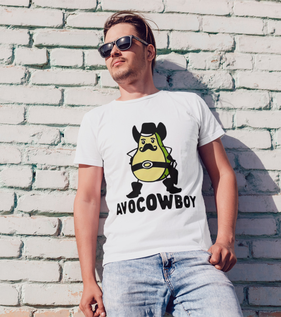 Avocowboy Avocado X Cowboy Character With Hat And Mustache T-Shirt