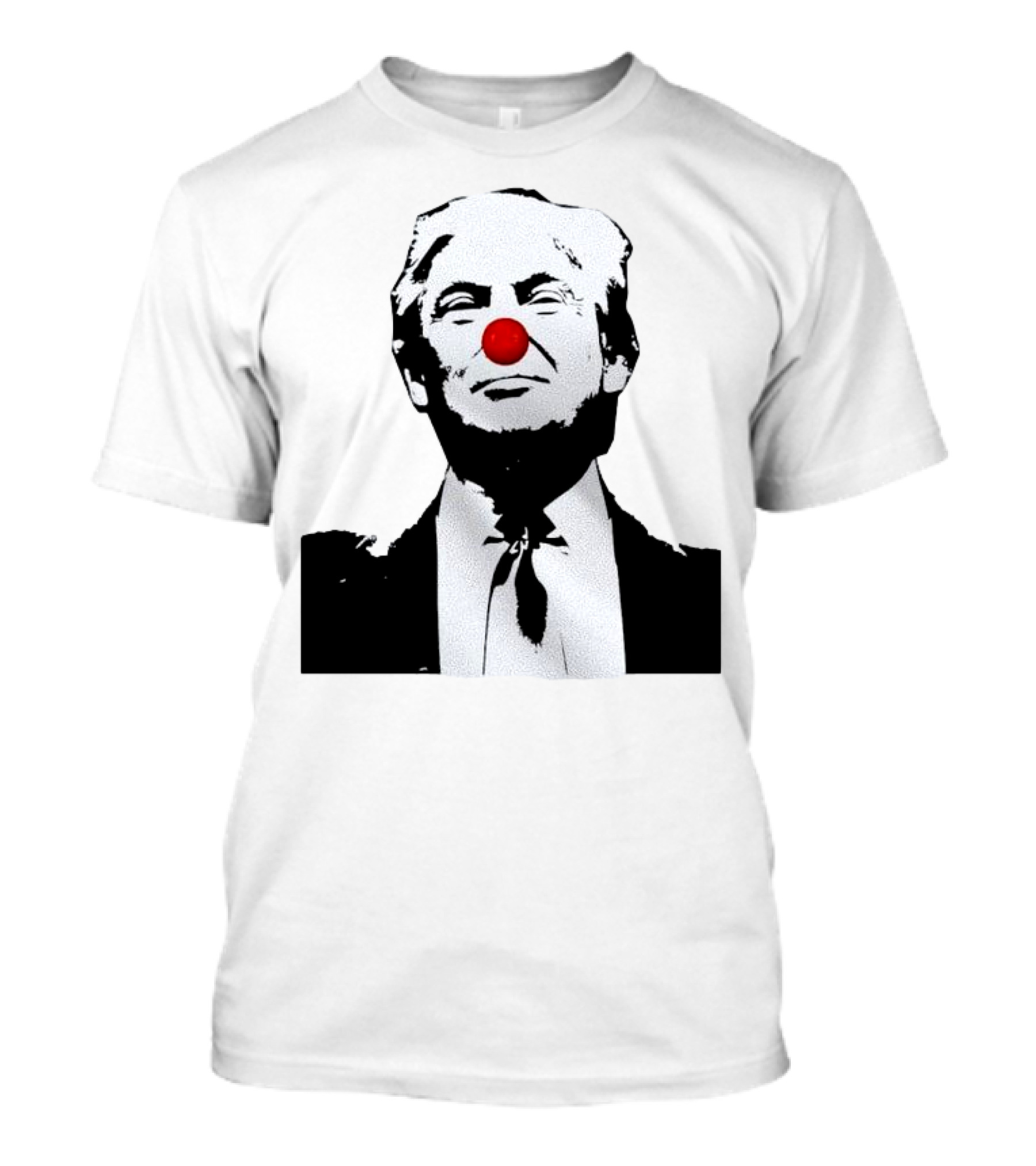 Clown Donald Trump Red Nose Black And White Image T-Shirt