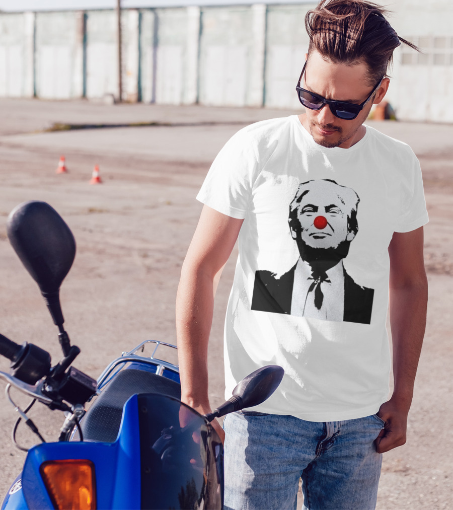Clown Donald Trump Red Nose Black And White Image T-Shirt