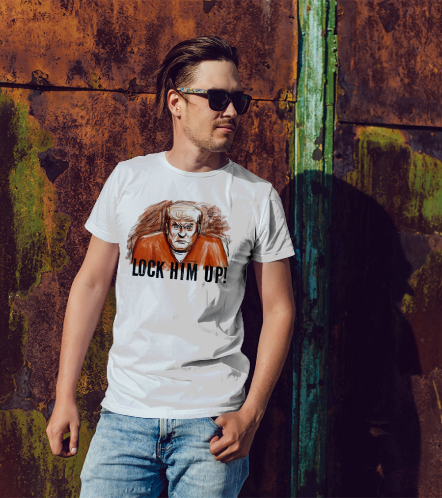 Donald Trump Lock Him Up Political Satire Cartoon T-Shirt
