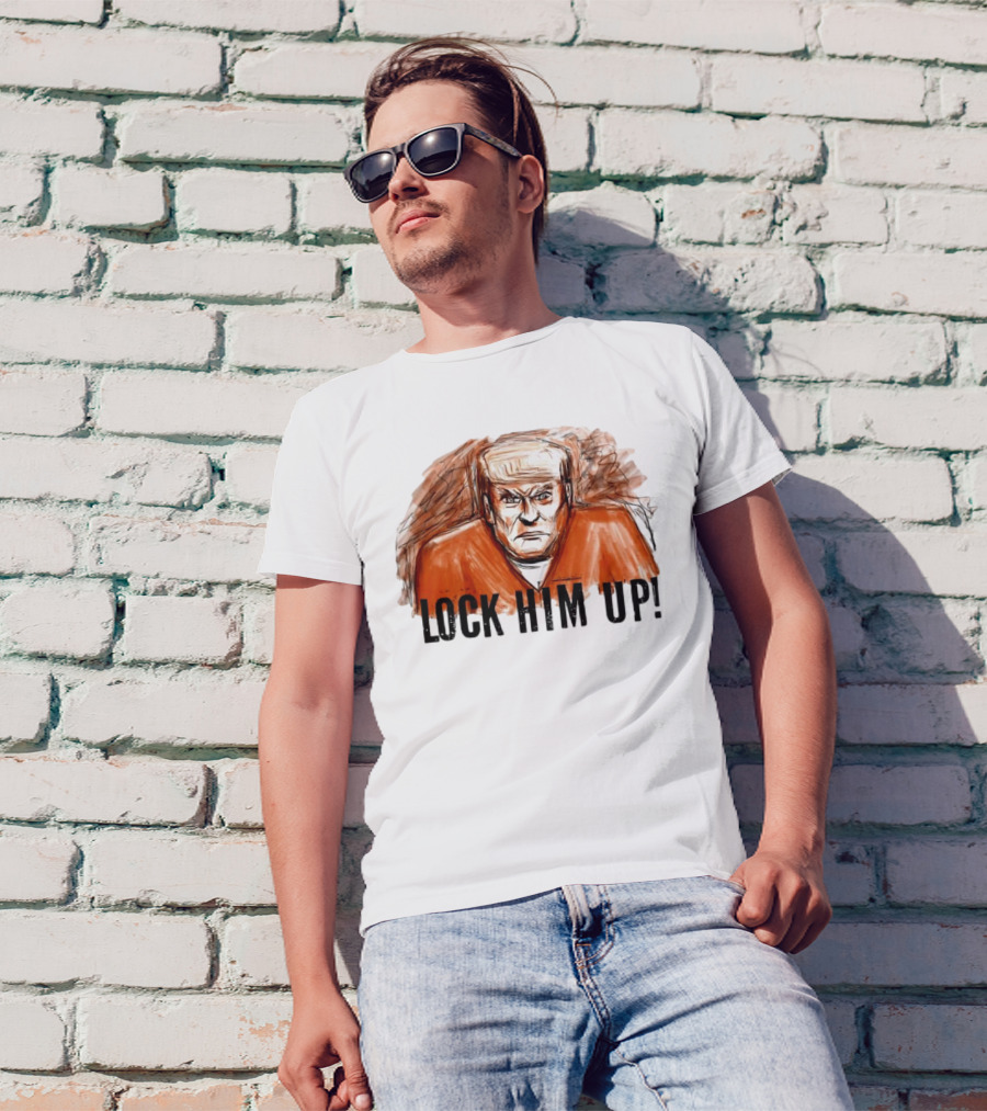 Donald Trump Lock Him Up Political Satire Cartoon T-Shirt