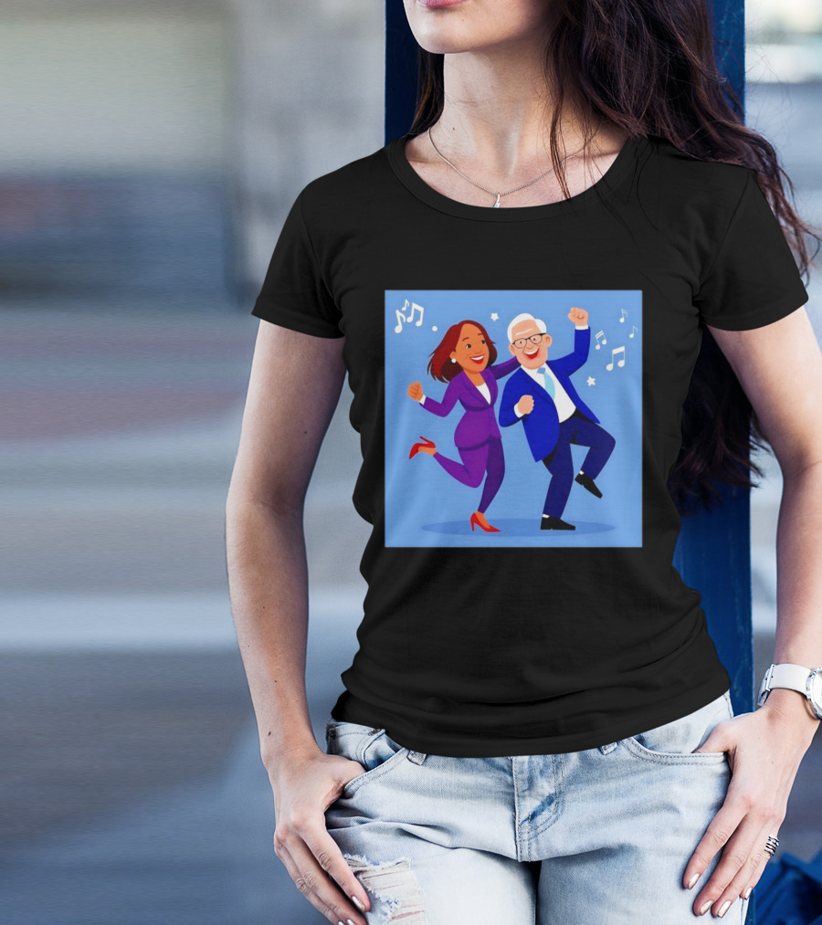 Harris And Walz Dancing Joy Music Notes Stars T-Shirt