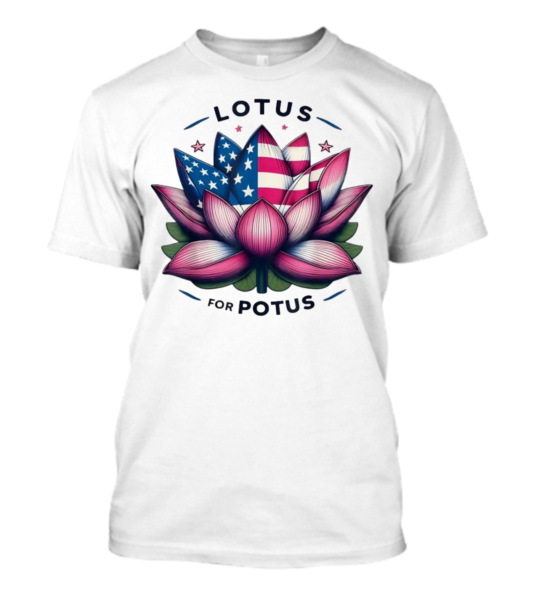 Kamala Harris 2024 Lotus For POTUS American Flag Blossom T-Shirt