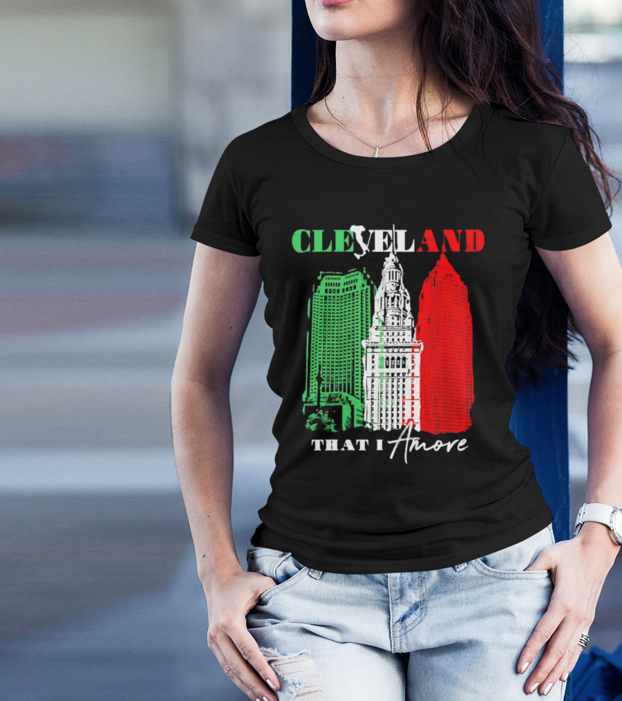 Cleveland That I Amore Italy Flag Skyline T-Shirt