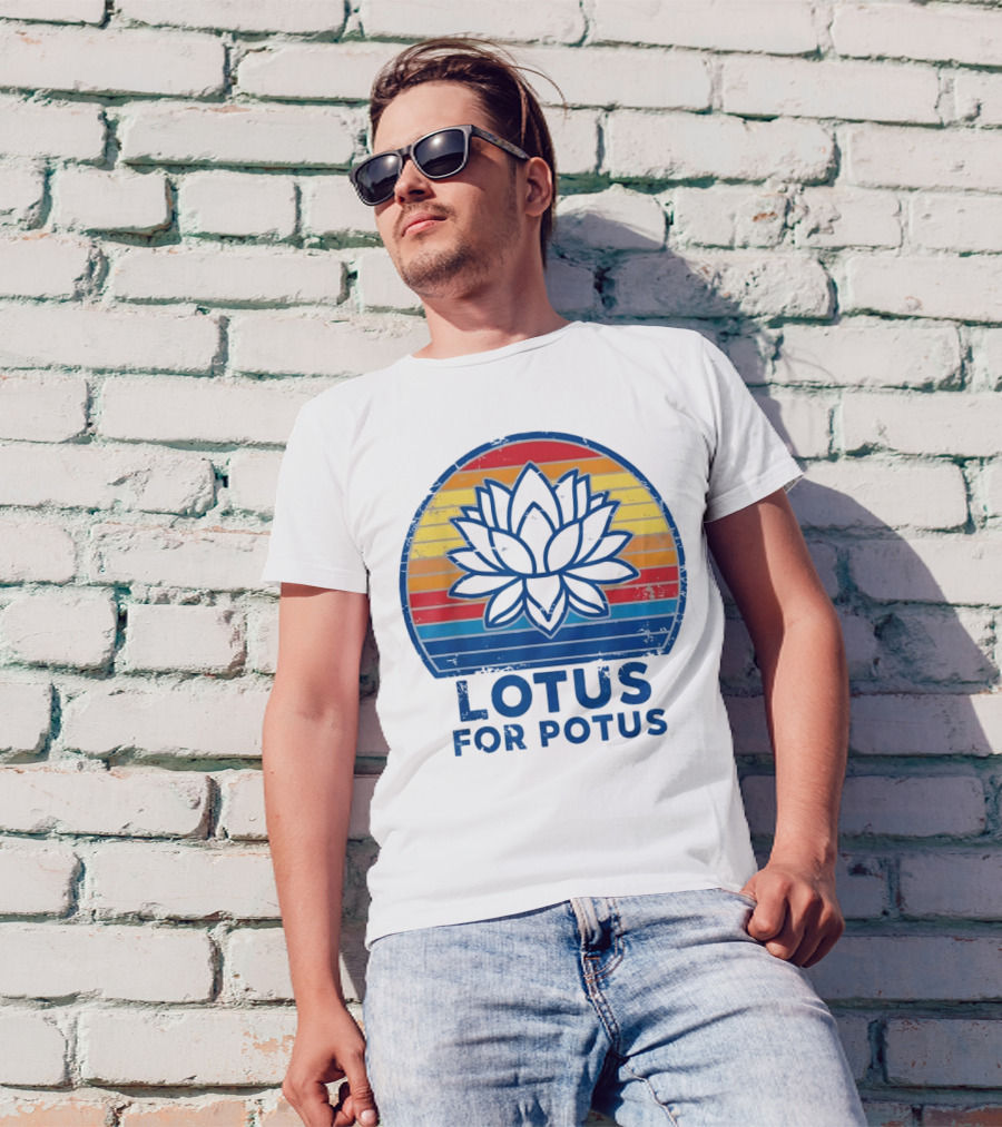 Lotus For Potus Kamala Harris 2024 Vintage Sunset Stripes T-Shirt