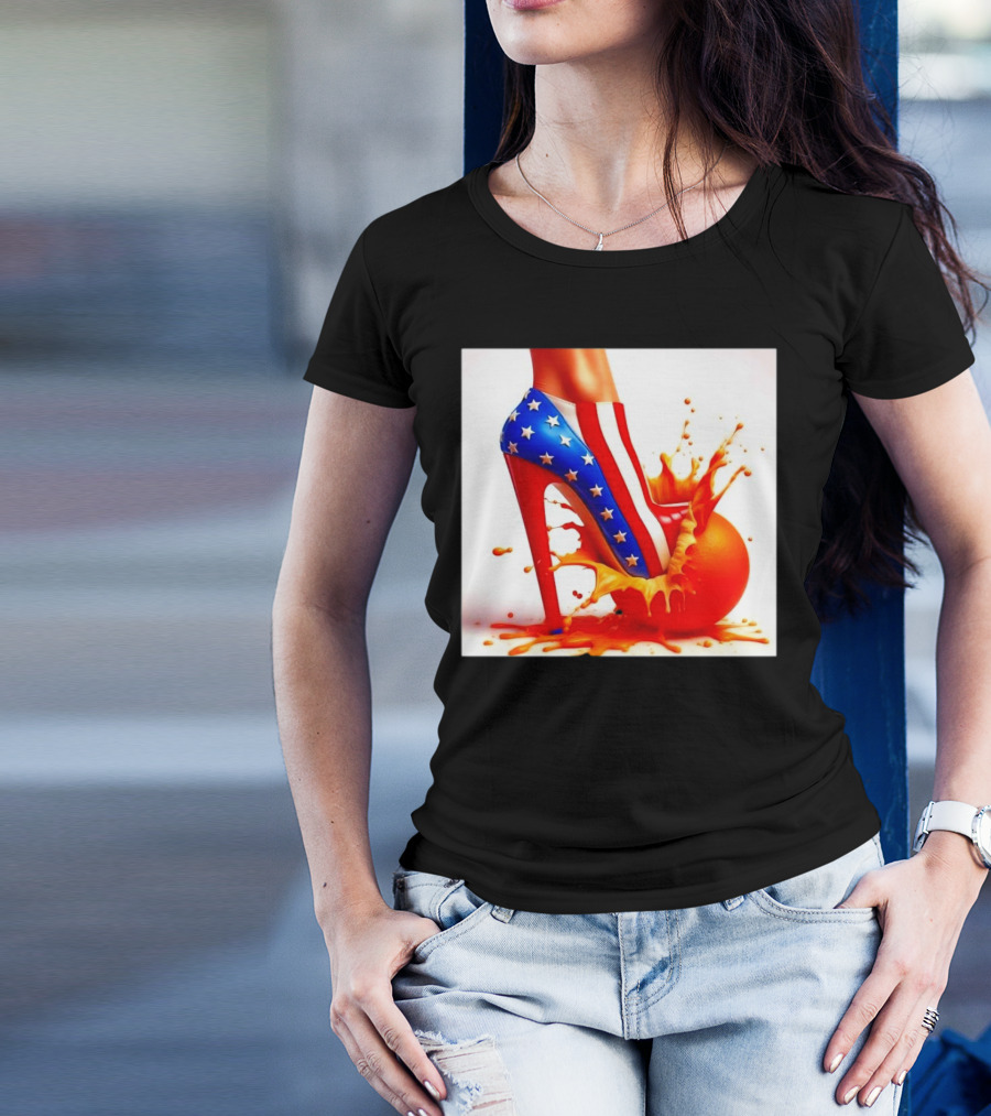 Patriotic Heels Trampling Orange Let's Go Kamala Harris T-Shirt
