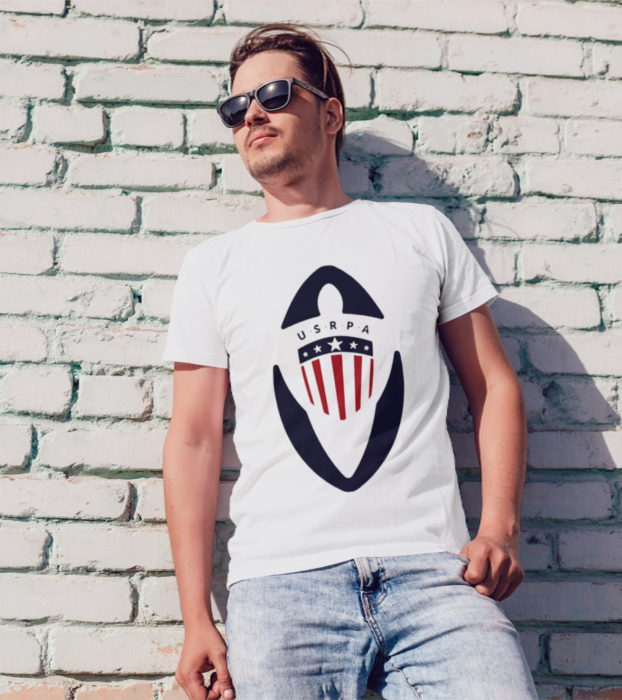 USRPA U.S. Rugby Players Association Red White And Blue Shield T-Shirt