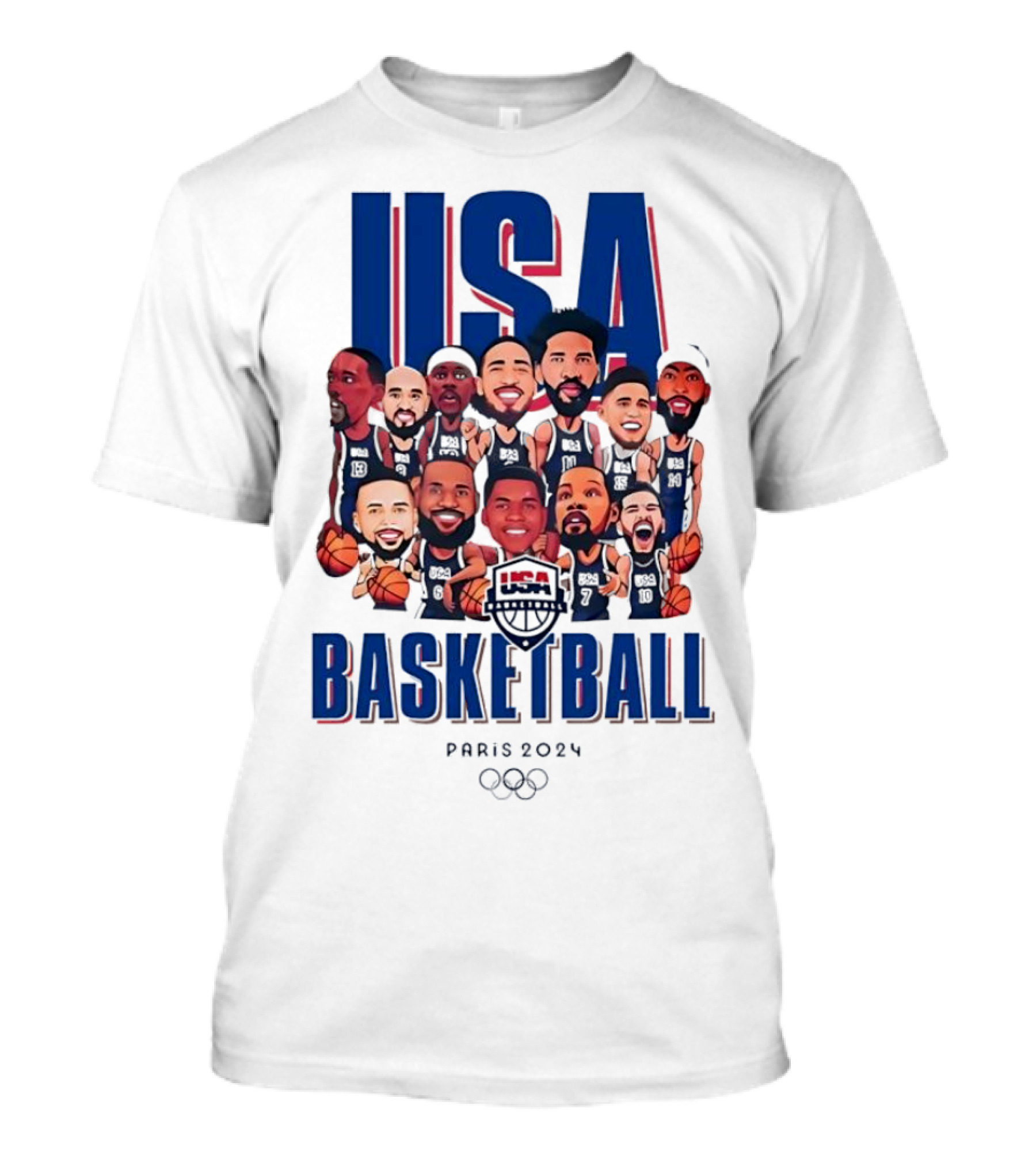 USA Basketball Paris 2024 Team Chibi Players T-Shirt