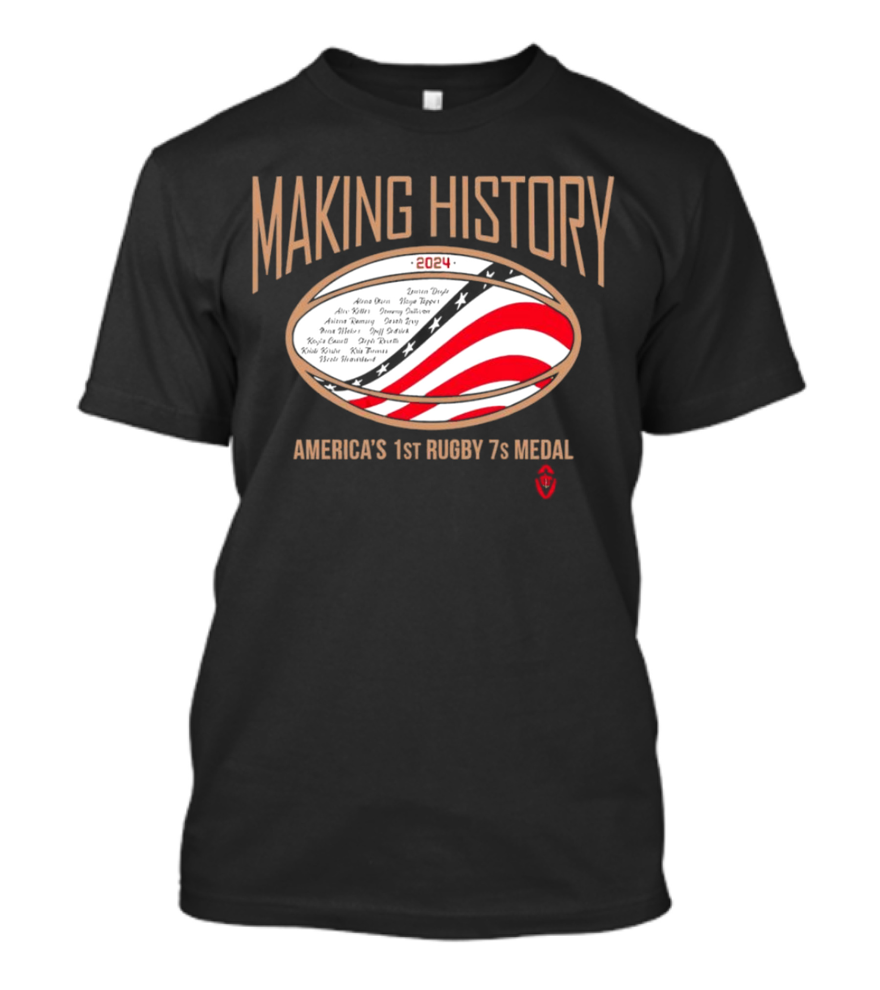MAKING HISTORY 2024 America's 1st Rugby 7s Medal USA Flag Football T-Shirt