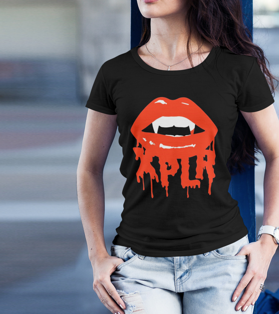 XPLR Fangs Back To School Dripping Red Lips T-Shirt