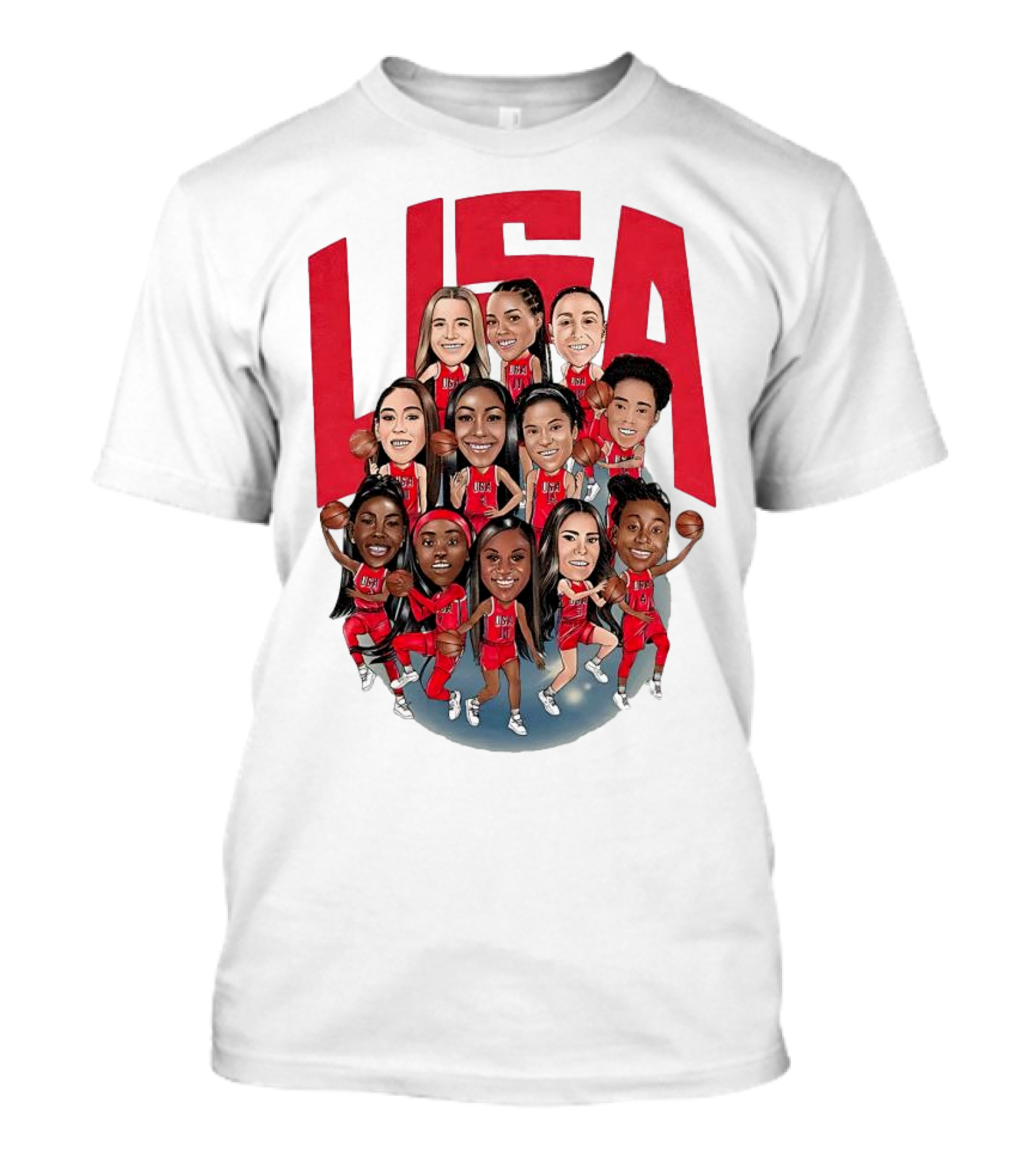 USA Women’s Basketball Team 2024 Olympic Champions Roster T-Shirt