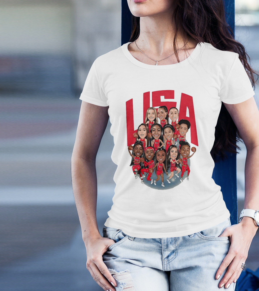 USA Women’s Basketball Team 2024 Olympic Champions Roster T-Shirt