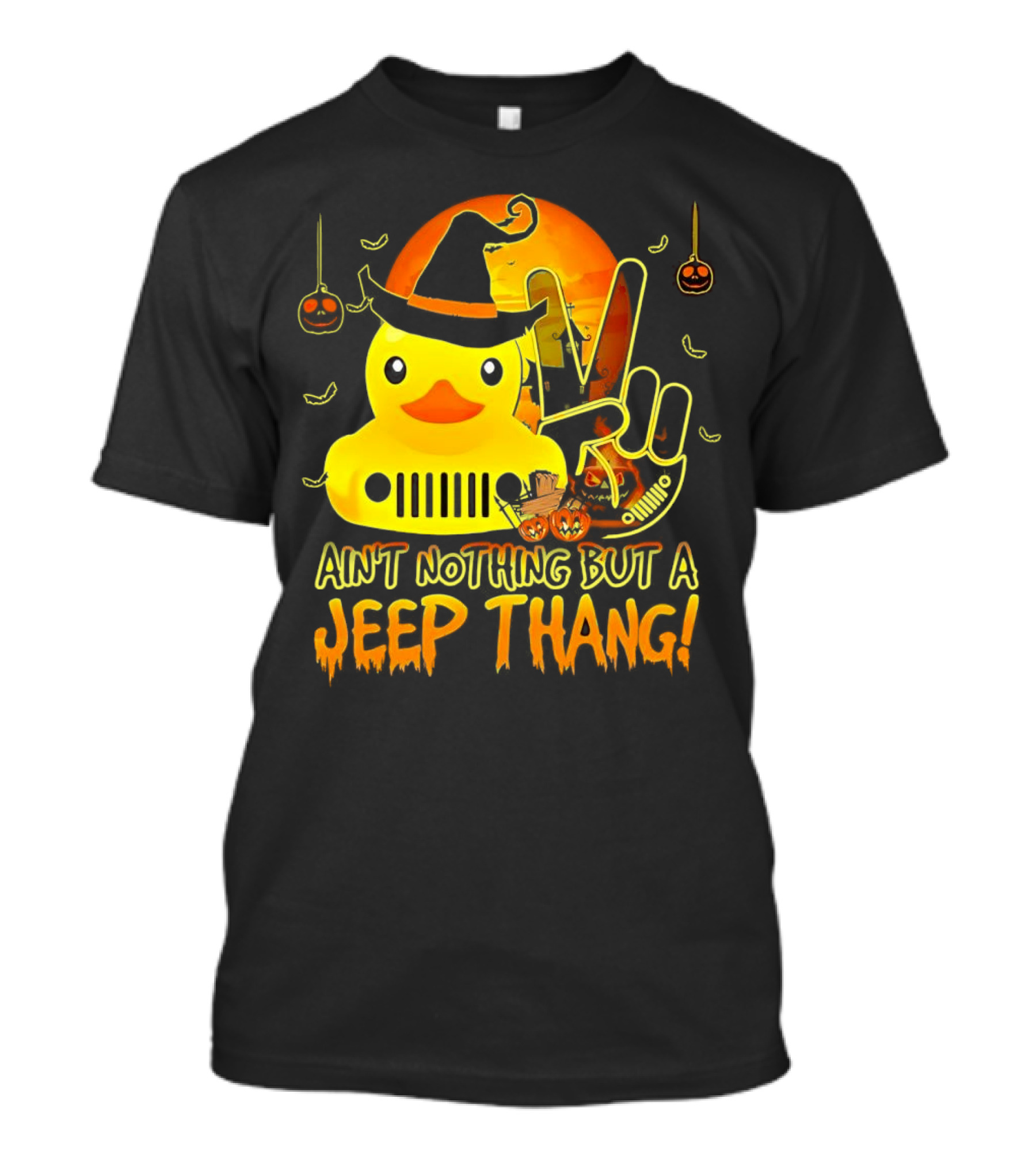 Ain’t Nothing But A Jeep Thang Duck Witch Halloween Peace Pumpkins T-Shirt