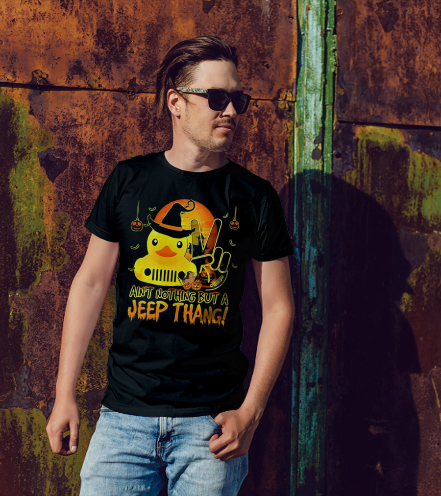 Ain’t Nothing But A Jeep Thang Duck Witch Halloween Peace Pumpkins T-Shirt