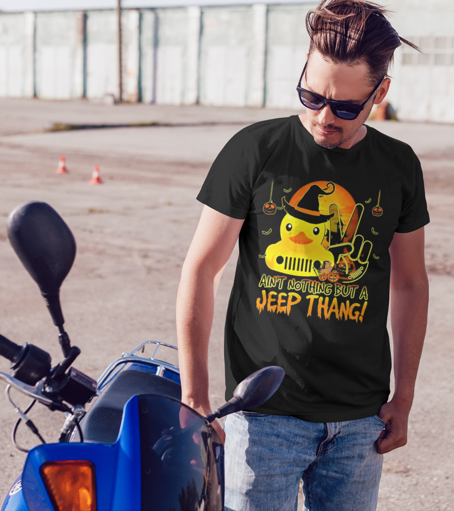 Ain’t Nothing But A Jeep Thang Duck Witch Halloween Peace Pumpkins T-Shirt