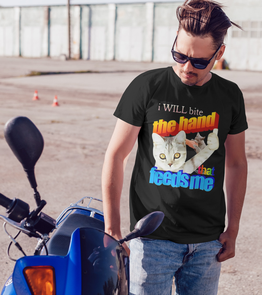 I WILL Bite The Hand That Feeds Me Cat T-Shirt