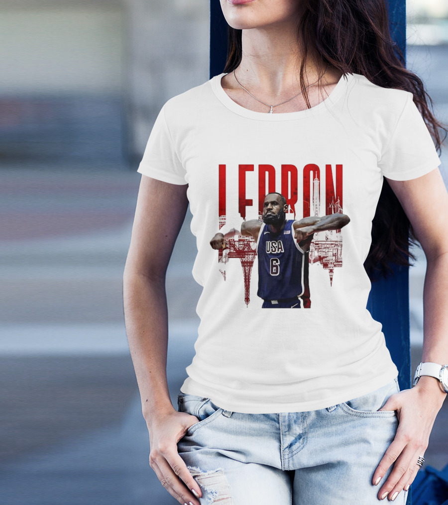 Lebron James USA Basketball 2024 Paris Olympics Iconic Pose T-Shirt