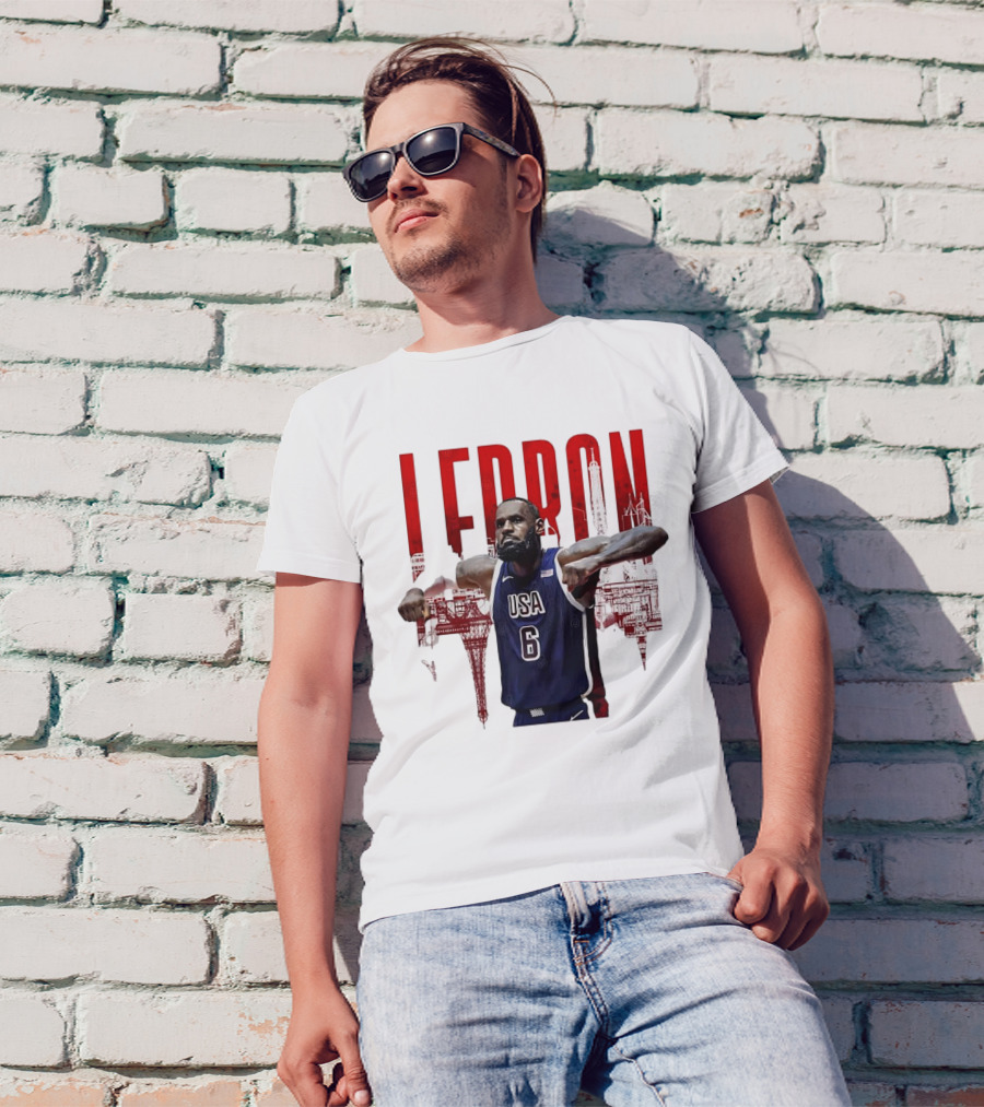 Lebron James USA Basketball 2024 Paris Olympics Iconic Pose T-Shirt