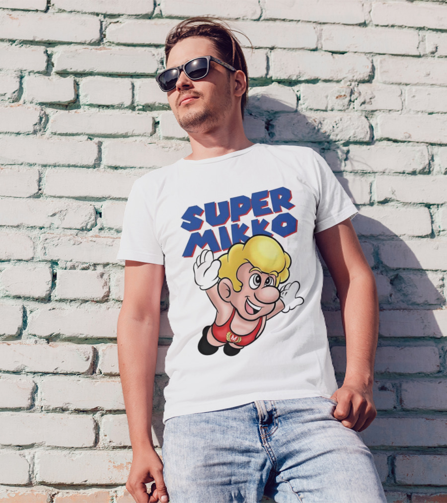 Super Mikko Flying Character Parody Super Mario Game T-Shirt
