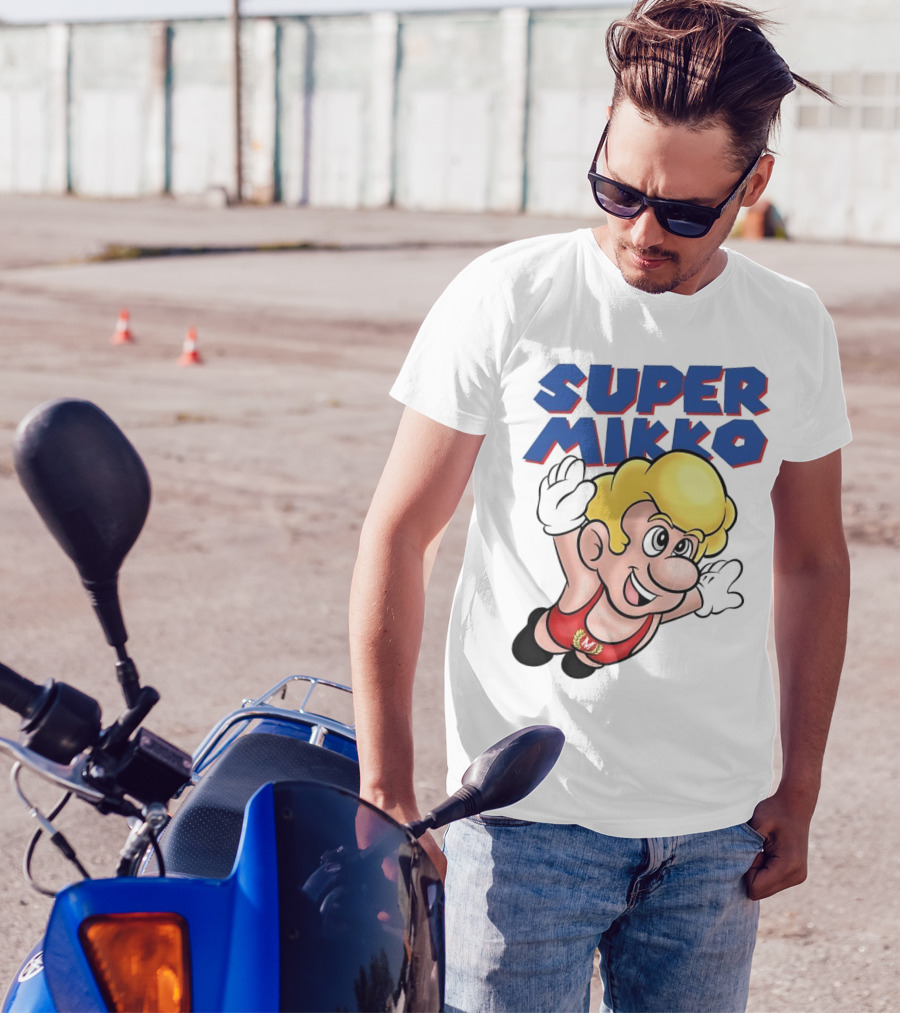 Super Mikko Flying Character Parody Super Mario Game T-Shirt