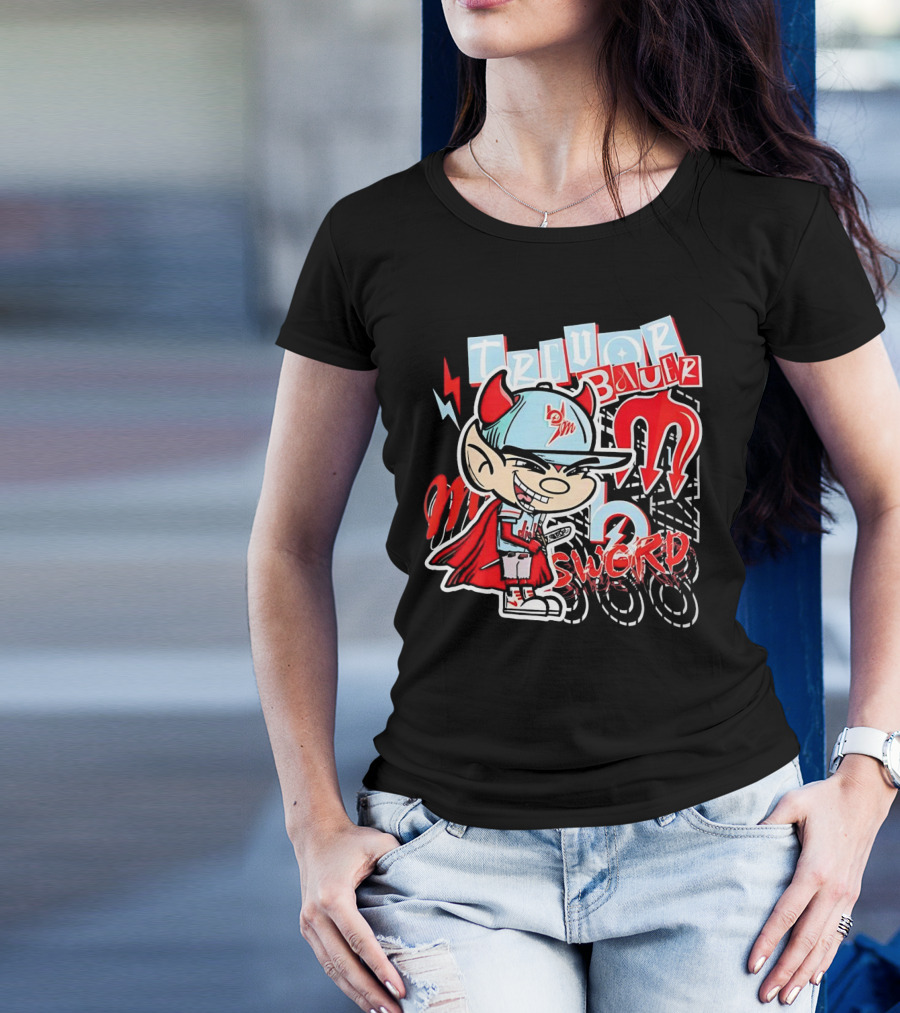 Trevor Bauer Diablo Cartoon Red Sword T-Shirt