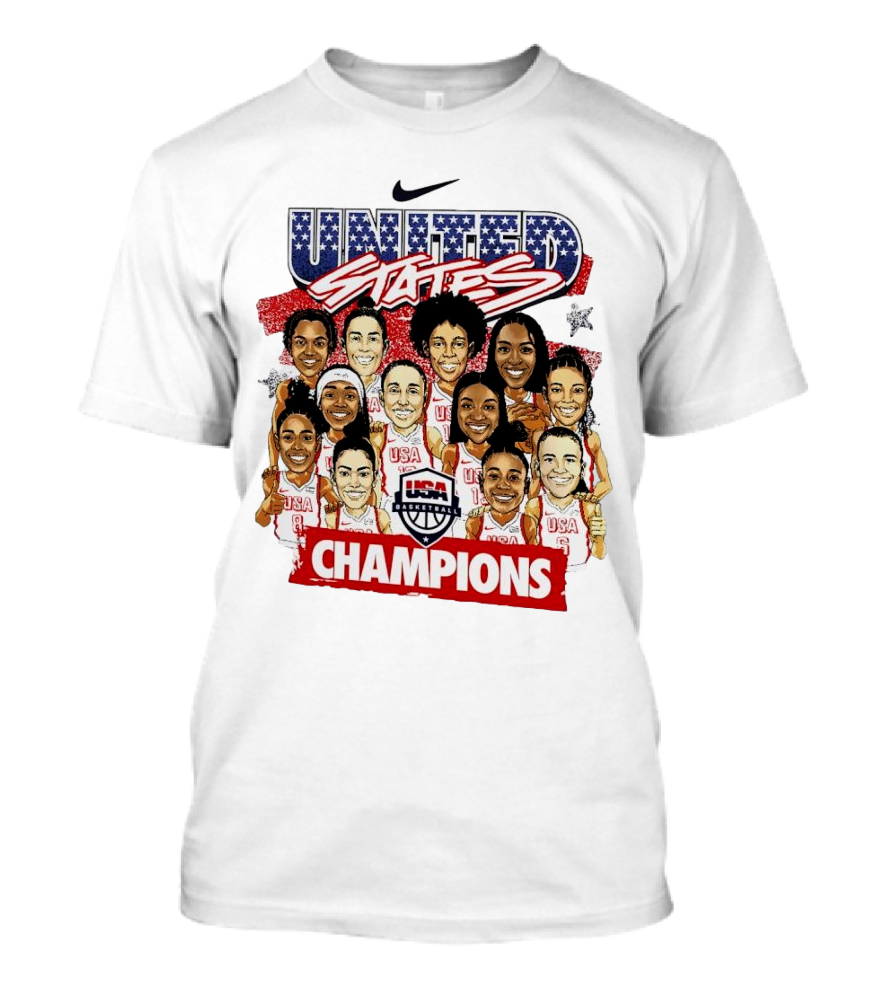 USA Women's Basketball 2024 Champions United States Gold Medal Team Paris France T-Shirt