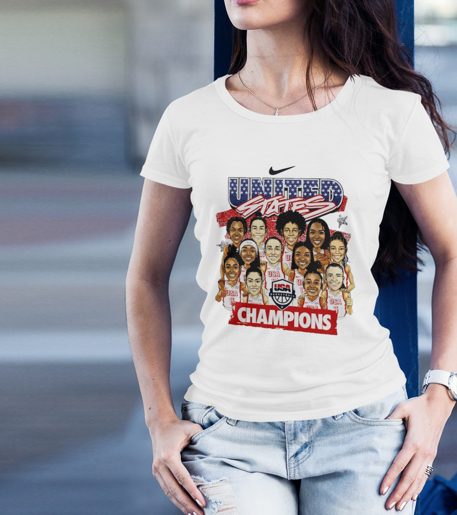 USA Women's Basketball 2024 Champions United States Gold Medal Team Paris France T-Shirt