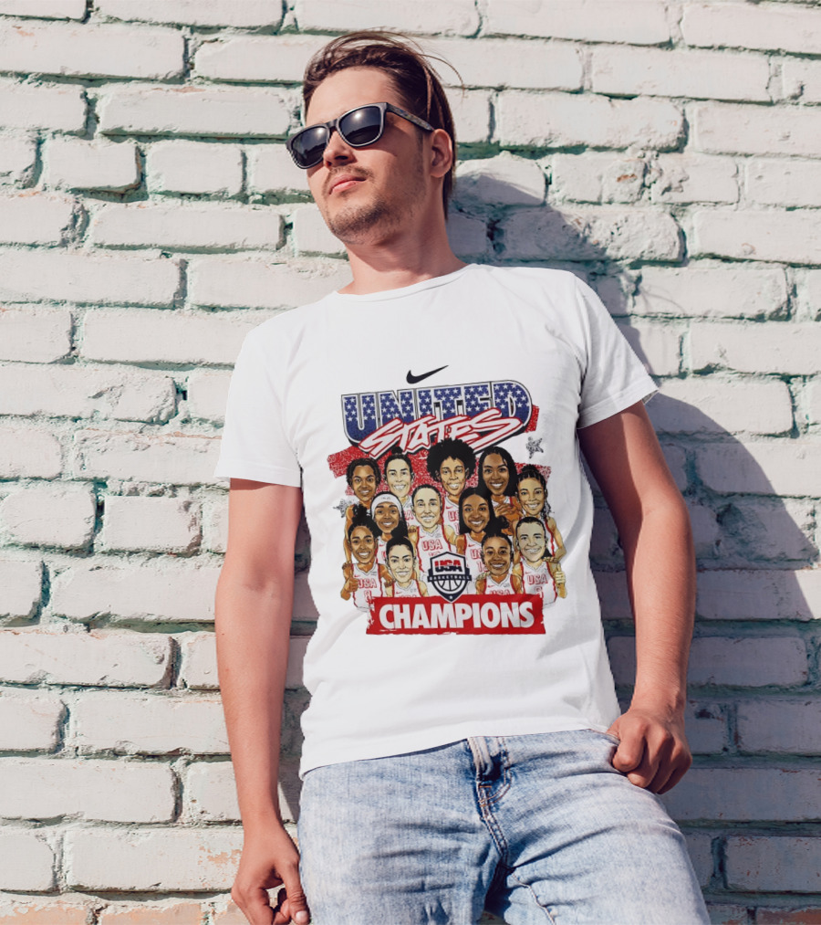 USA Women's Basketball 2024 Champions United States Gold Medal Team Paris France T-Shirt