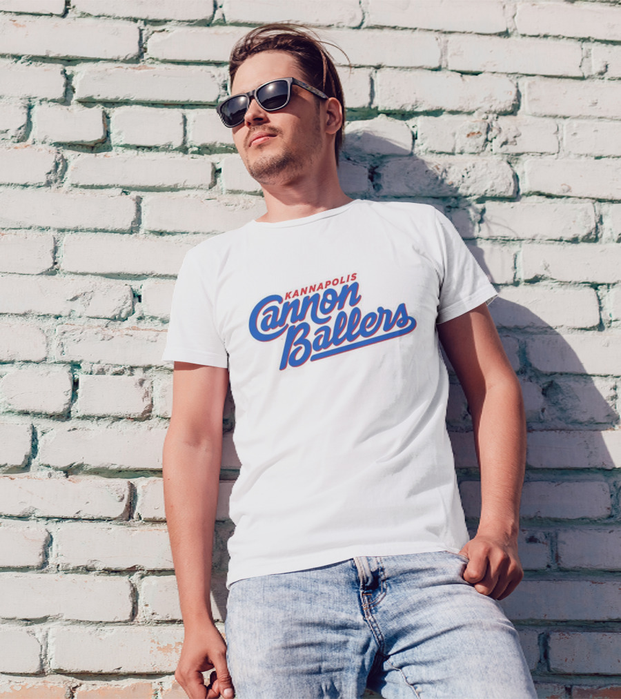 Kannapolis Cannon Ballers Red And Blue Script T-Shirt