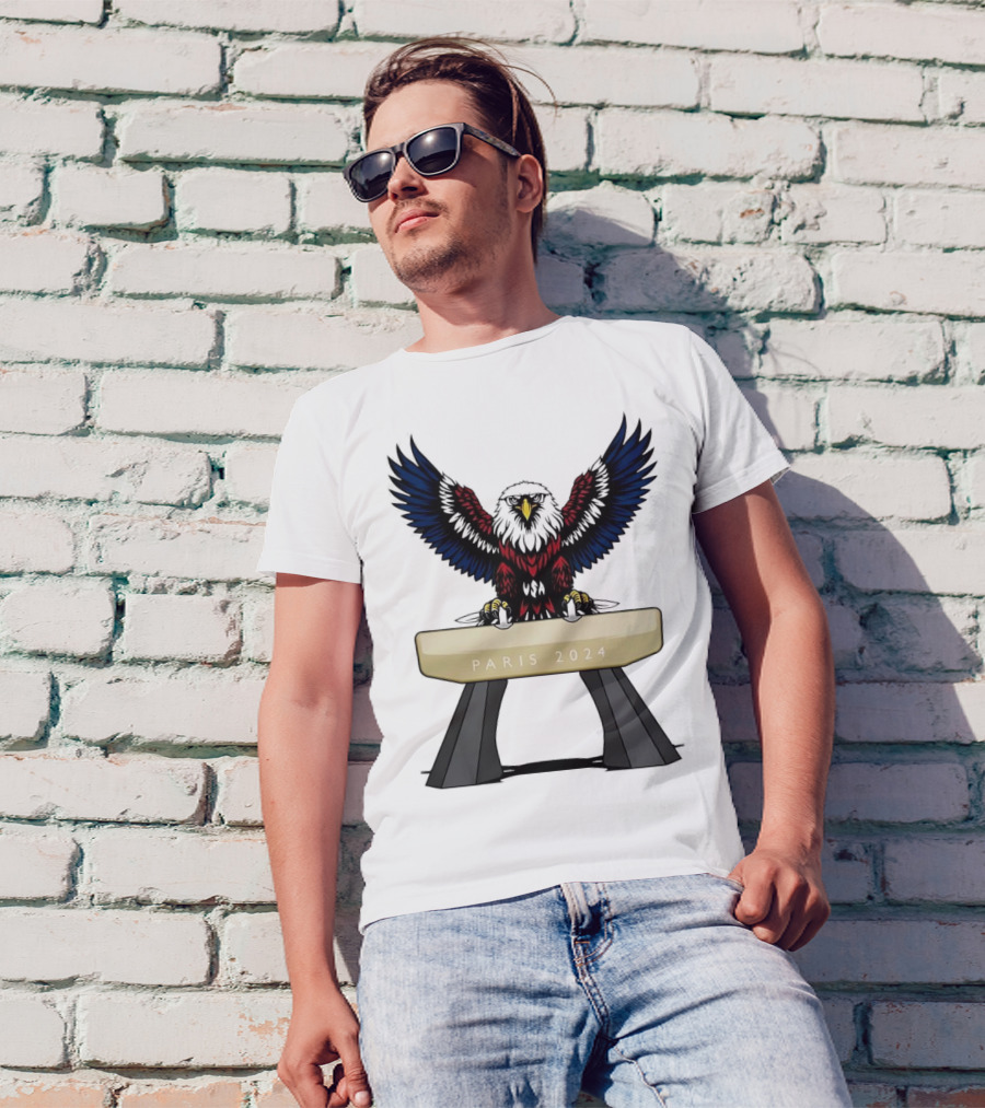 American Eagle Pommel Horse Paris 2024 Gymnastics Emblem T-Shirt