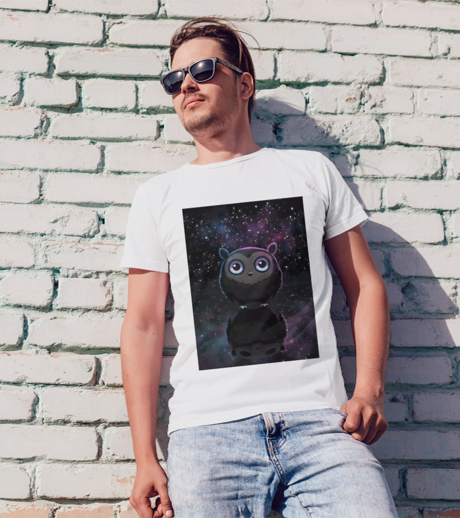 Galaxy Owl Cosmic Night Sky Twilight Reflections T-Shirt