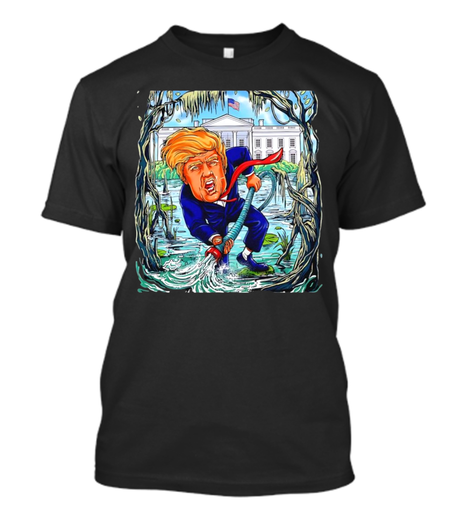 Donald Trump Drain The Swamp White House Political Cartoon Caricature T-Shirt