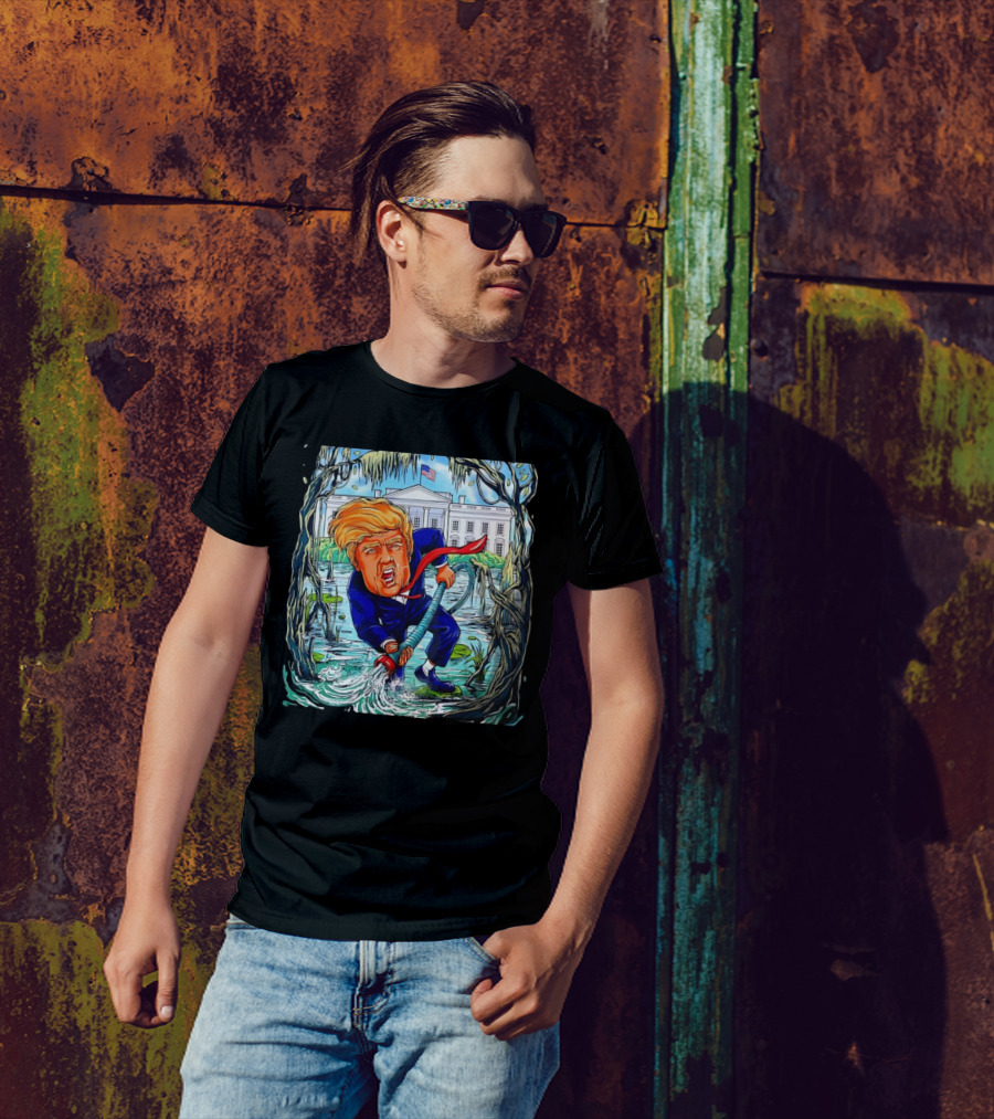 Donald Trump Drain The Swamp White House Political Cartoon Caricature T-Shirt