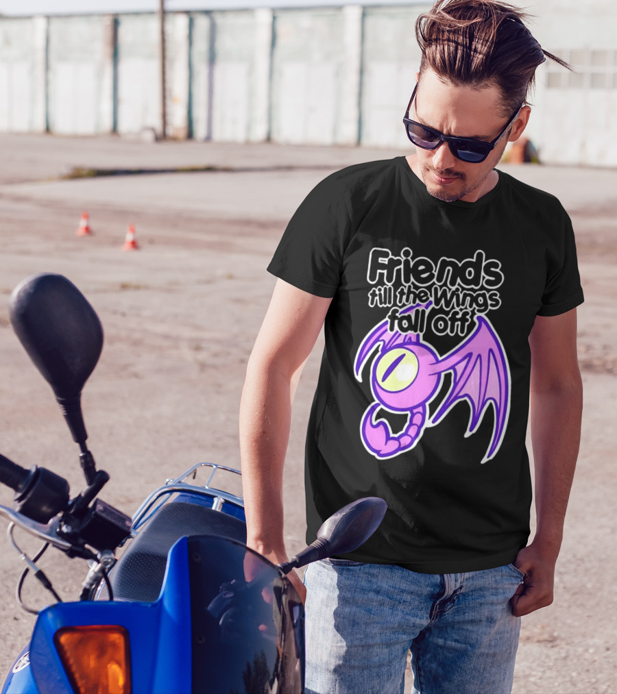 Friends Till The Wings Fall Off Purple Winged Creature T-Shirt
