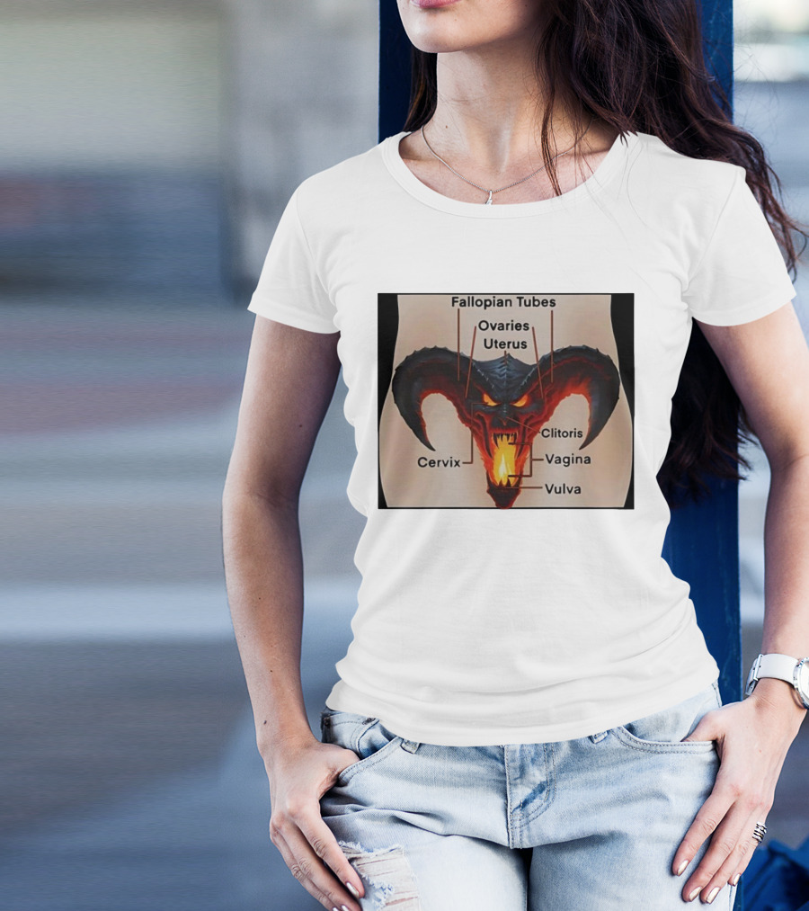 Fallopian Tubes Ovaries Uterus Cervix Clitoris Vagina Vulva Demon Anatomy T-Shirt
