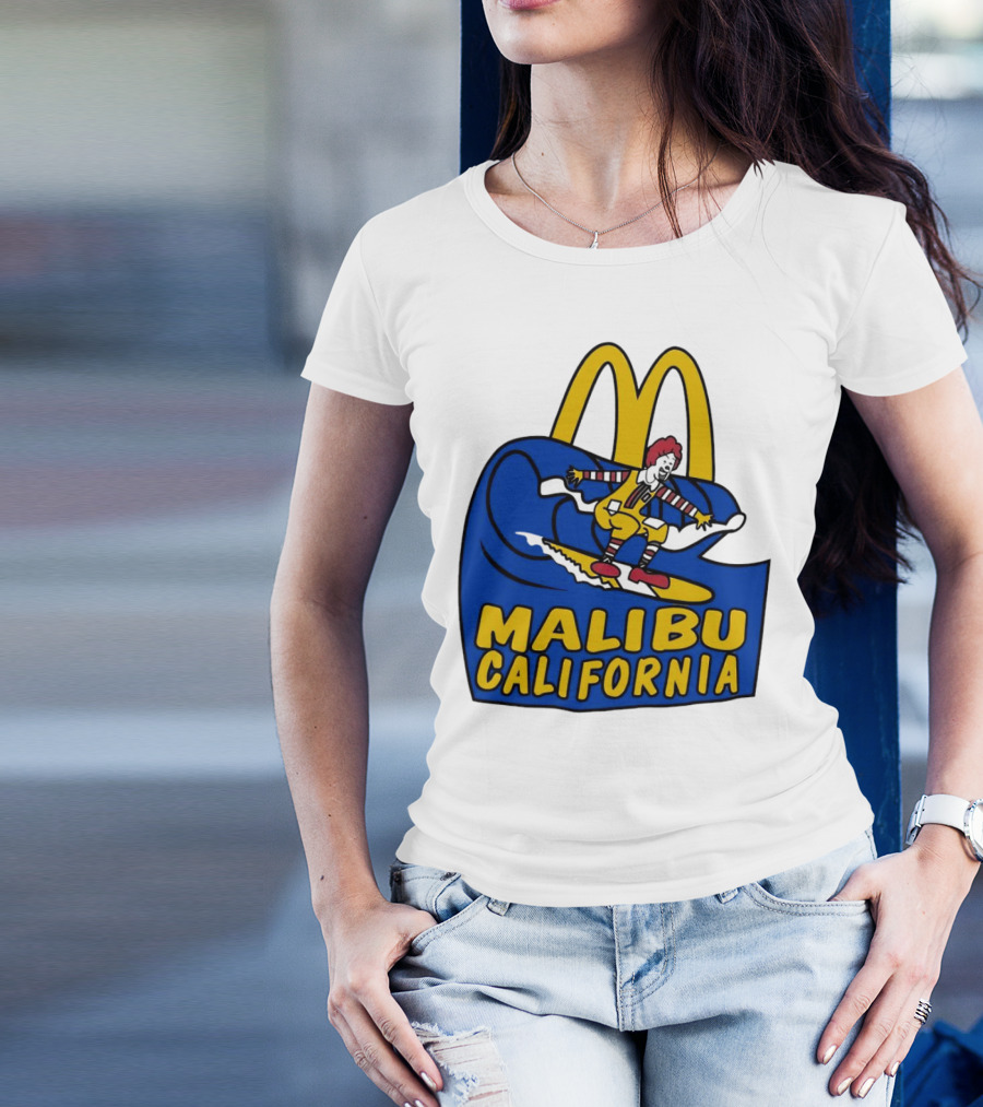 McDonald’s Clown Surfing Malibu California Waves T-Shirt