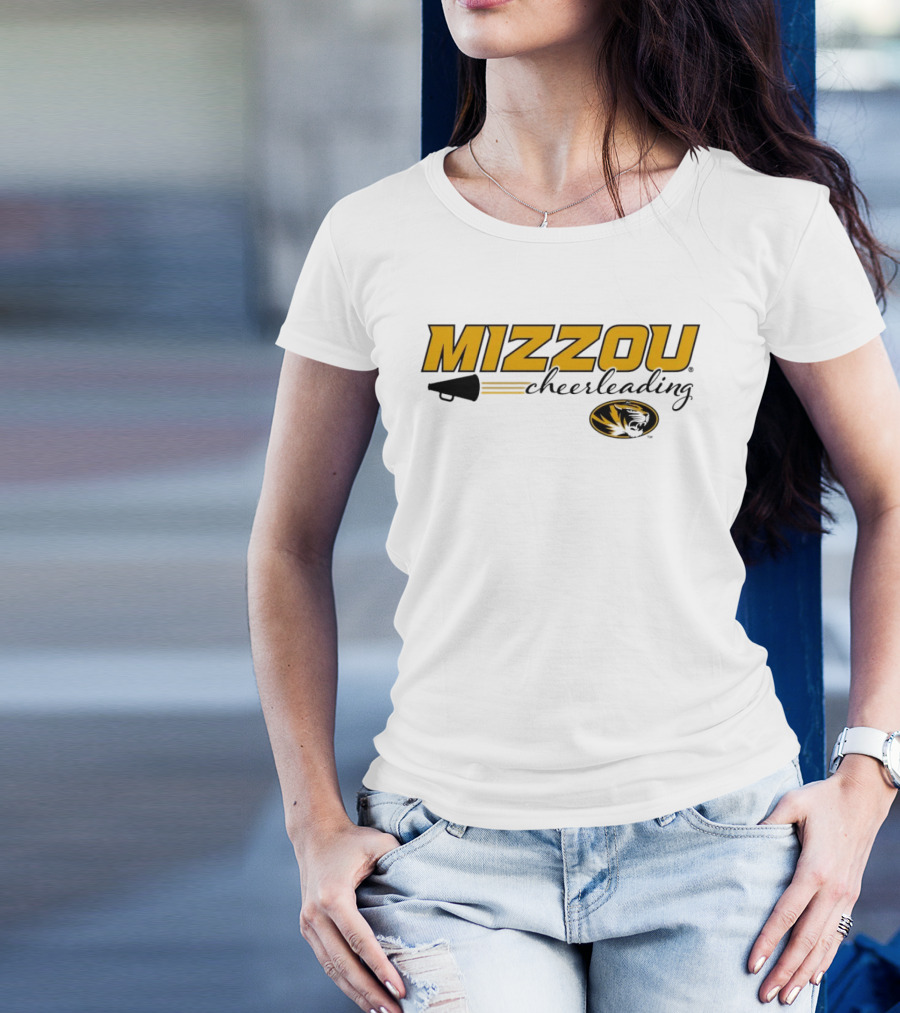 Mizzou Cheerleading Megaphone Oval Tiger Head T-Shirt