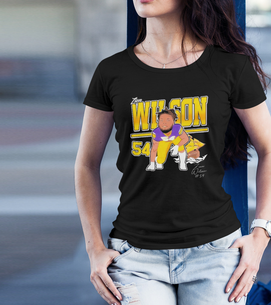 Zion Wilson 54 East Carolina Pirates Cartoon Football Player T-Shirt