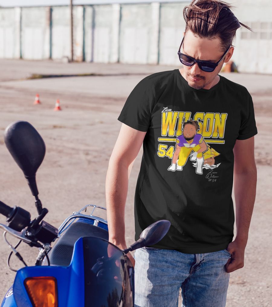 Zion Wilson 54 East Carolina Pirates Cartoon Football Player T-Shirt